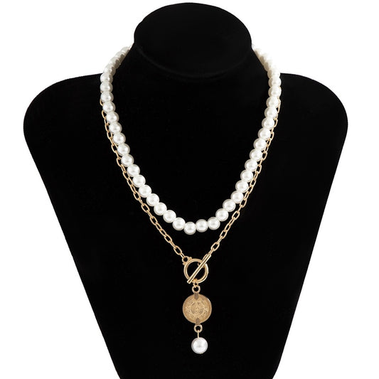 Exaggerated Baroque Shaped Imitation Pearl Necklace Personality Tassel